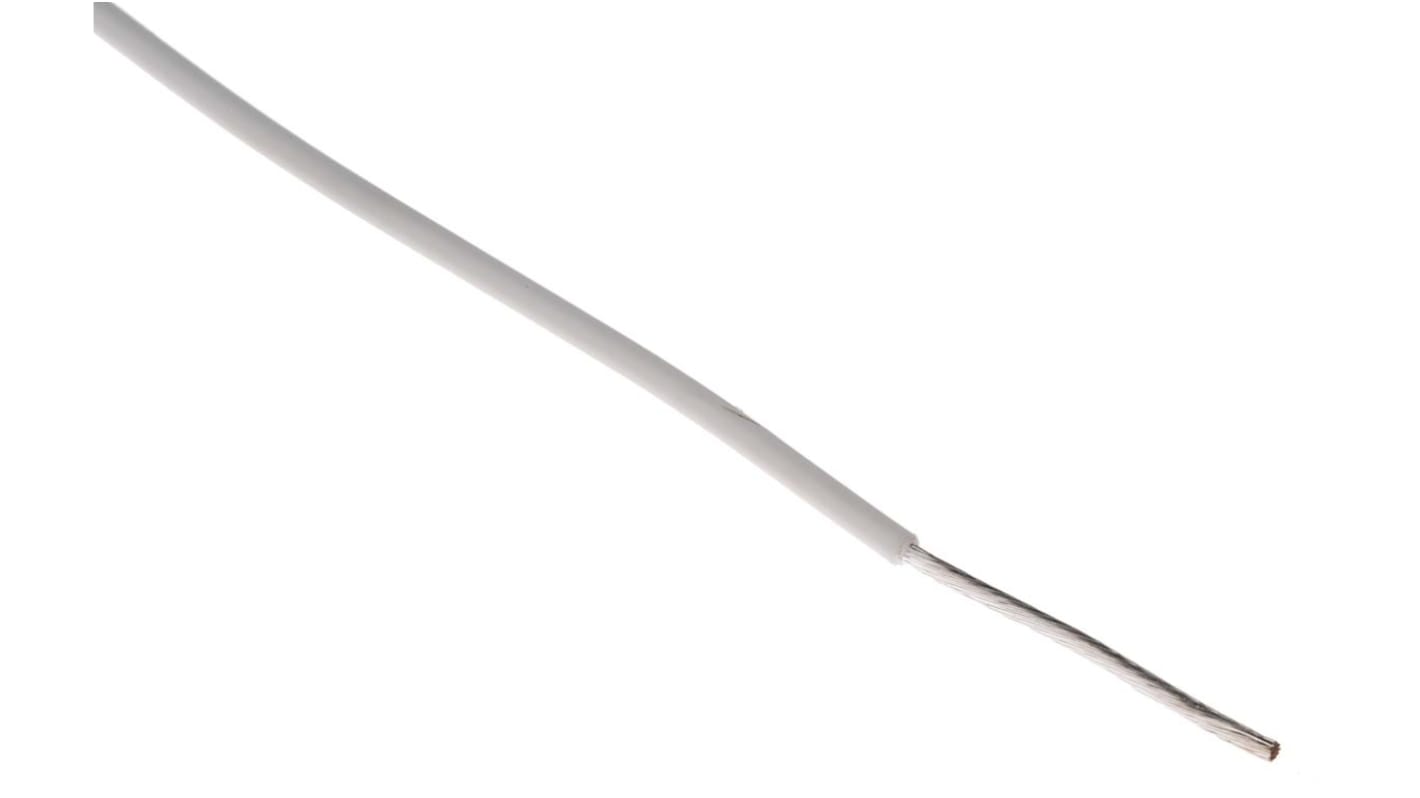 RS PRO White 0.34mm² Hook Up Wire, 22 AWG, 19/0.15 mm, 100m, PTFE Insulation