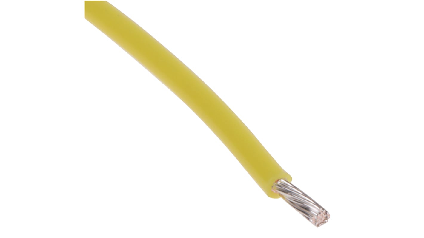 RS PRO Yellow 0.6 mm² Hook Up Wire, 20 AWG, 19/0.2 mm, 100m, PTFE Insulation