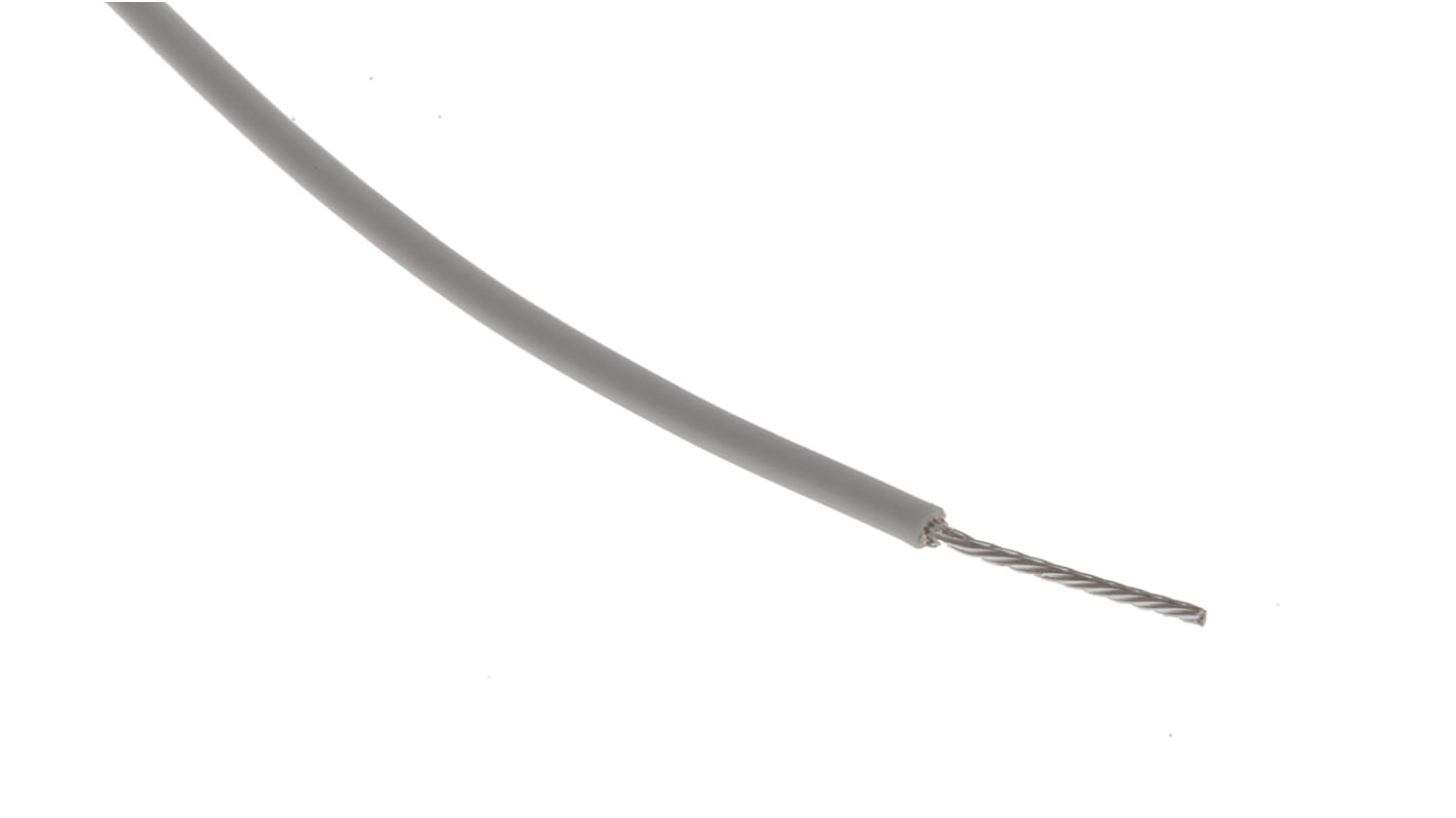 RS PRO Grey 0.6 mm² Hook Up Wire, 20 AWG, 19/0.2 mm, 100m, PTFE Insulation