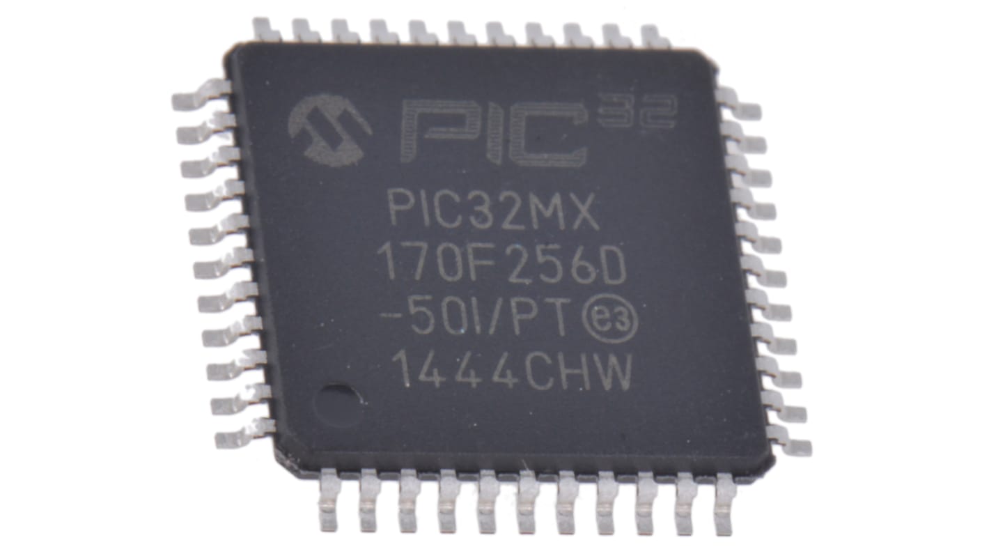 Microchip PIC32MX170F256D-50I/PT, 32bit PIC Microcontroller, PIC32MX, 50MHz, 64 kB Flash, 44-Pin TQFP