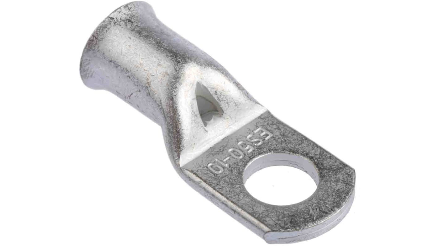 RS PRO Uninsulated Ring Terminal, 10mm Stud Size, 50mm² to 50mm² Wire Size, Natural