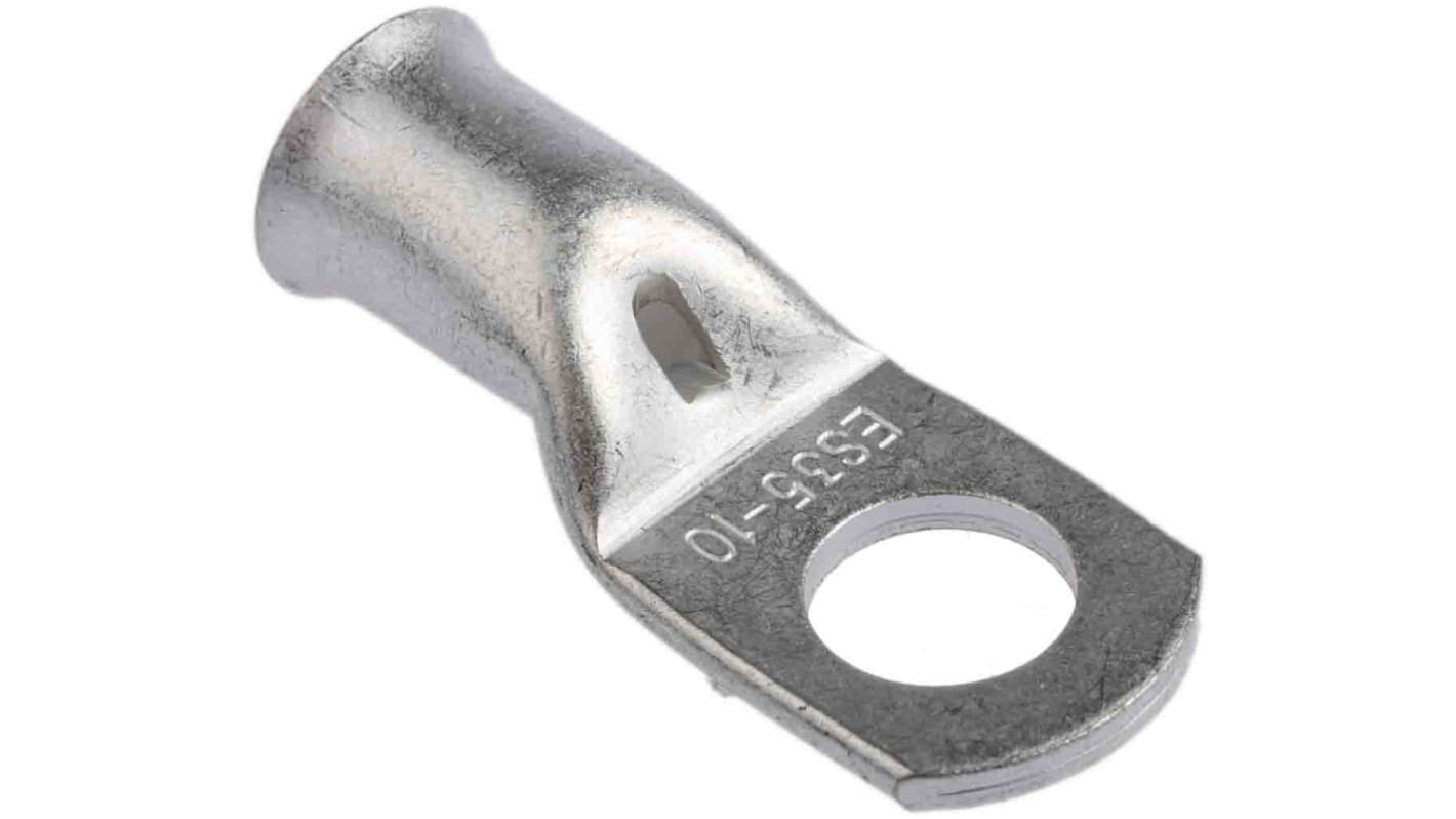 RS PRO Uninsulated Ring Terminal, 10mm Stud Size, 35mm² to 35mm² Wire Size, Natural