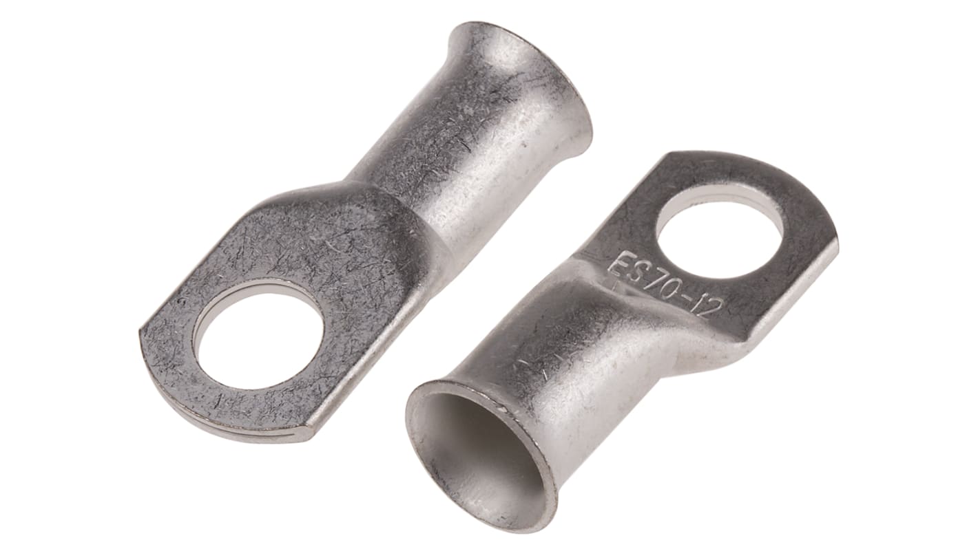 RS PRO Uninsulated Ring Terminal, 12mm Stud Size, 70mm² to 70mm² Wire Size, Natural