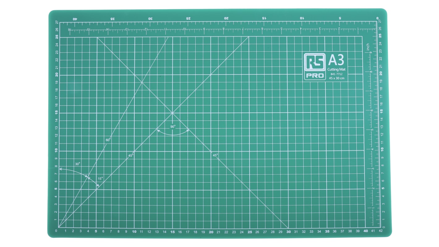 RS PRO 10mm Green Cutting Mat, L450mm x W300mm