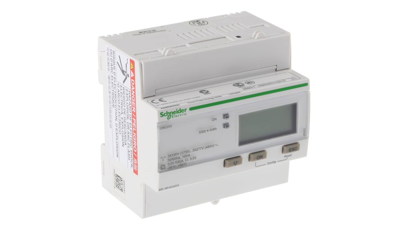 Medidor de energía Schneider Electric serie Acti 9 iEM3000, display LCD, con 10 dígitos