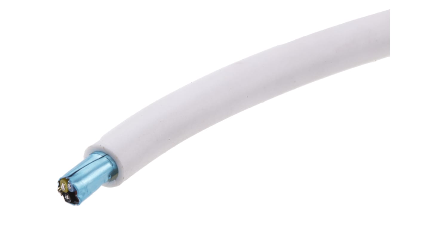 RS PRO Control Cable, 4 Cores, Screened, 100m, White PVC Sheath