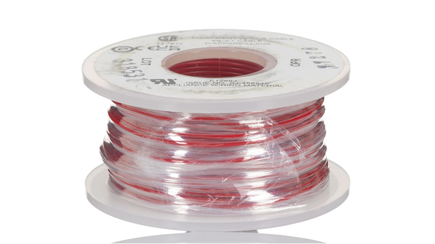 Alpha Wire Einzeladerleitung 0,2 mm², 24 AWG 30m Rot PVC isoliert Ø 1.32mm UL1007