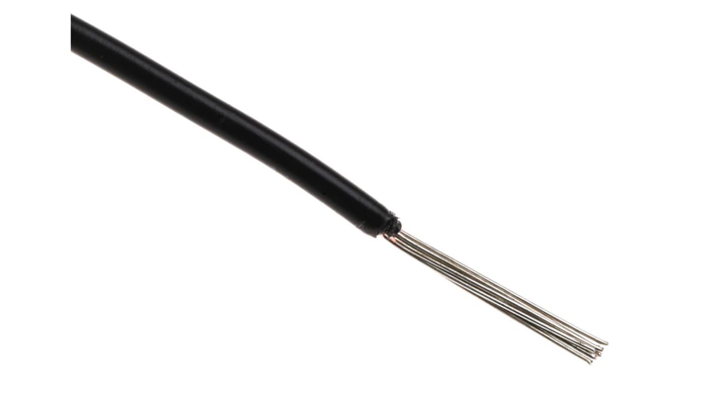 Alpha Wire Einzeladerleitung 0,35 mm², 22 AWG 305m Schwarz PVC isoliert Ø 1.57mm 7/0,25 mm Litzen UL1007