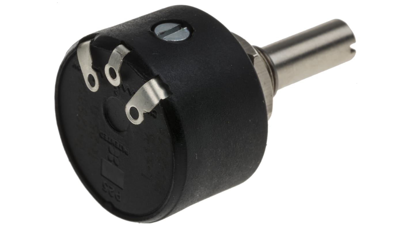 Potencjometr z przewodem nawojowym 25Ω RS PRO średnica wału 6,35 mm 1W długość wału 25mm średnica 25.4mm Montaż panelowy