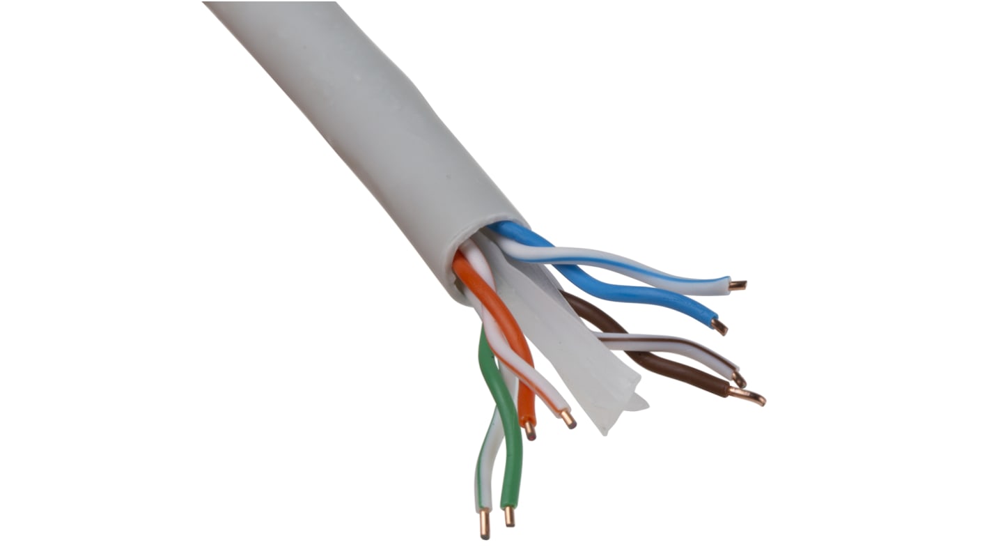 RS PRO Cat6 Ethernet Cable, UTP, Grey LSZH, PVC Sheath, 100m, Low Smoke Zero Halogen (LSZH)