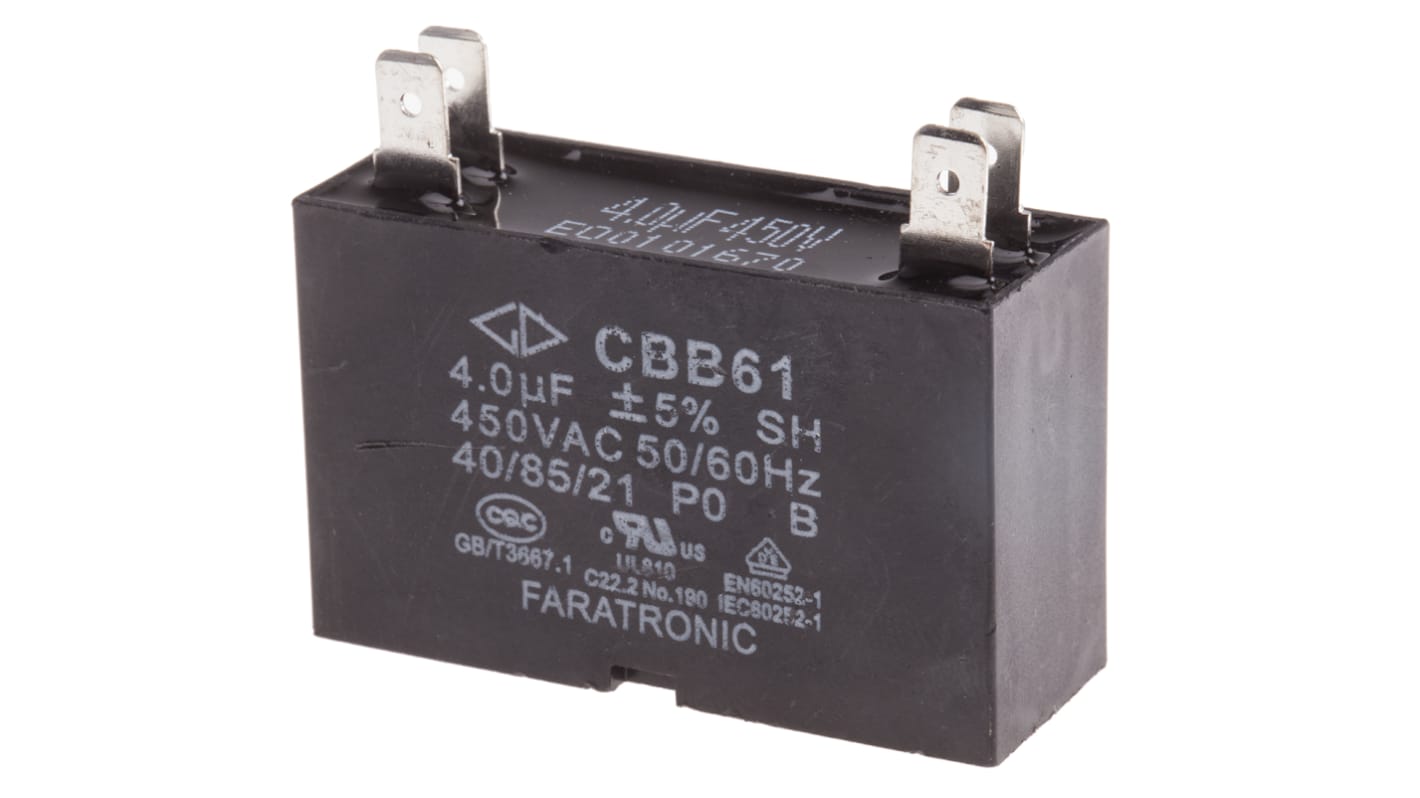 RS PRO Polypropylene Film Capacitor, 450V ac, ±5%, 4μF, Through Hole