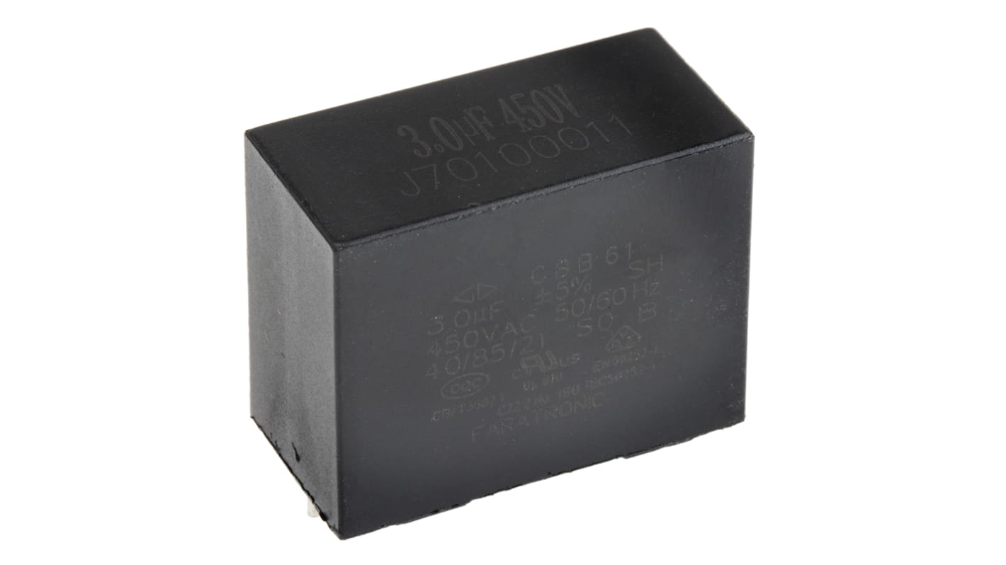 RS PRO Polypropylene Film Capacitor, 450V ac, ±5%, 3μF, Through Hole