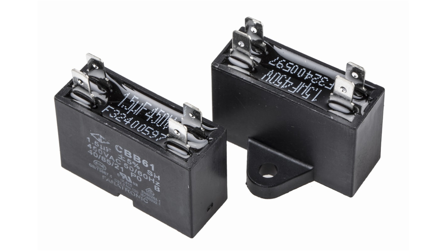 RS PRO Polypropylene Film Capacitor, 450V ac, ±5%, 1.5μF, Tab