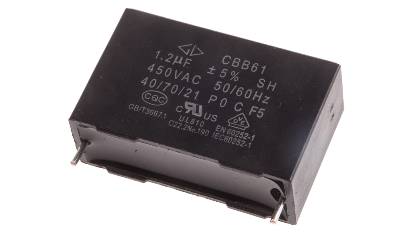 RS PRO Polypropylene Film Capacitor, 450V ac, ±5%, 1.2μF, Through Hole