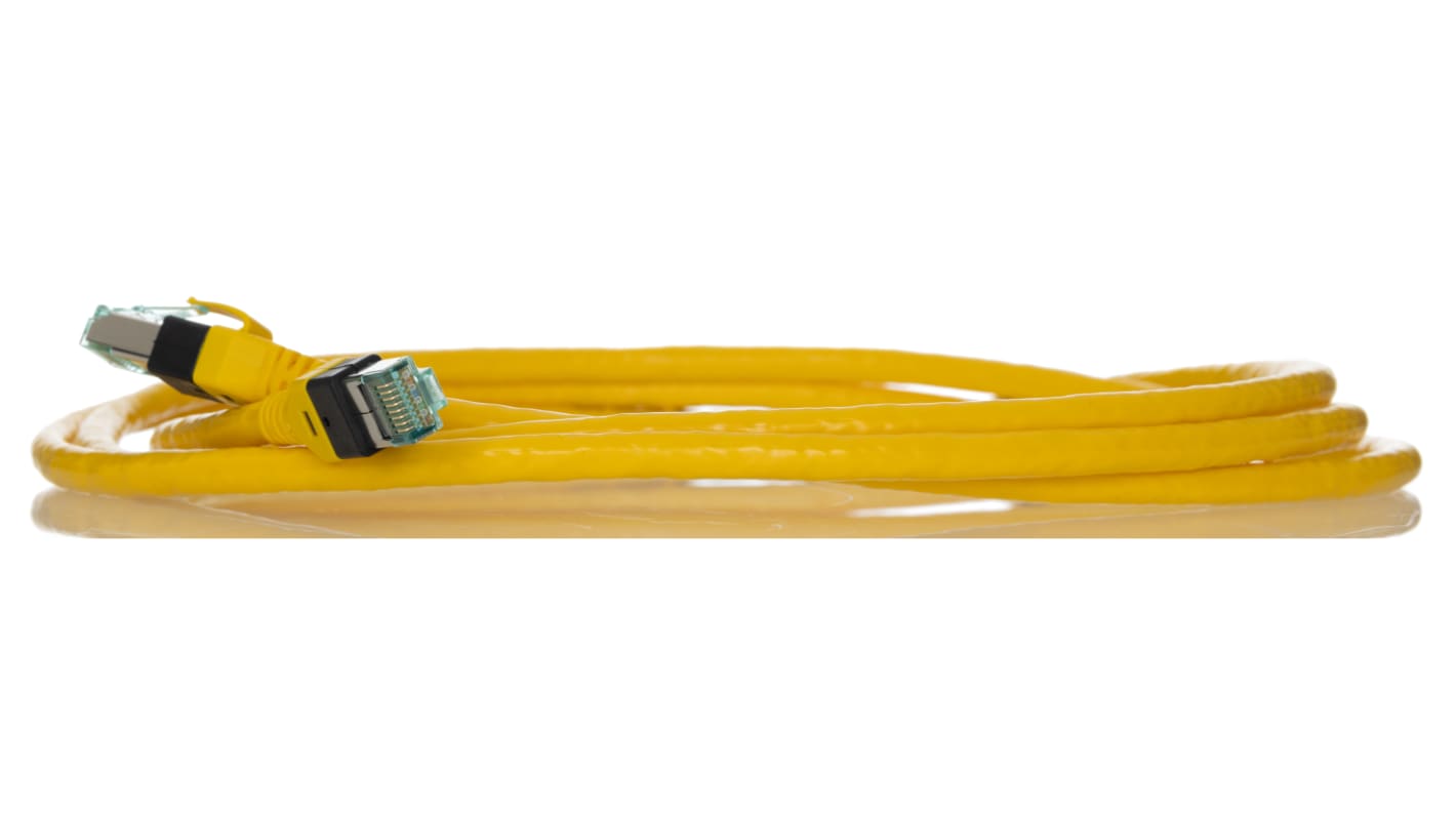 HARTING 2m六类屏蔽网线, SF/UTP屏蔽, 黄色PUR护套, RJ45公插转RJ45公插