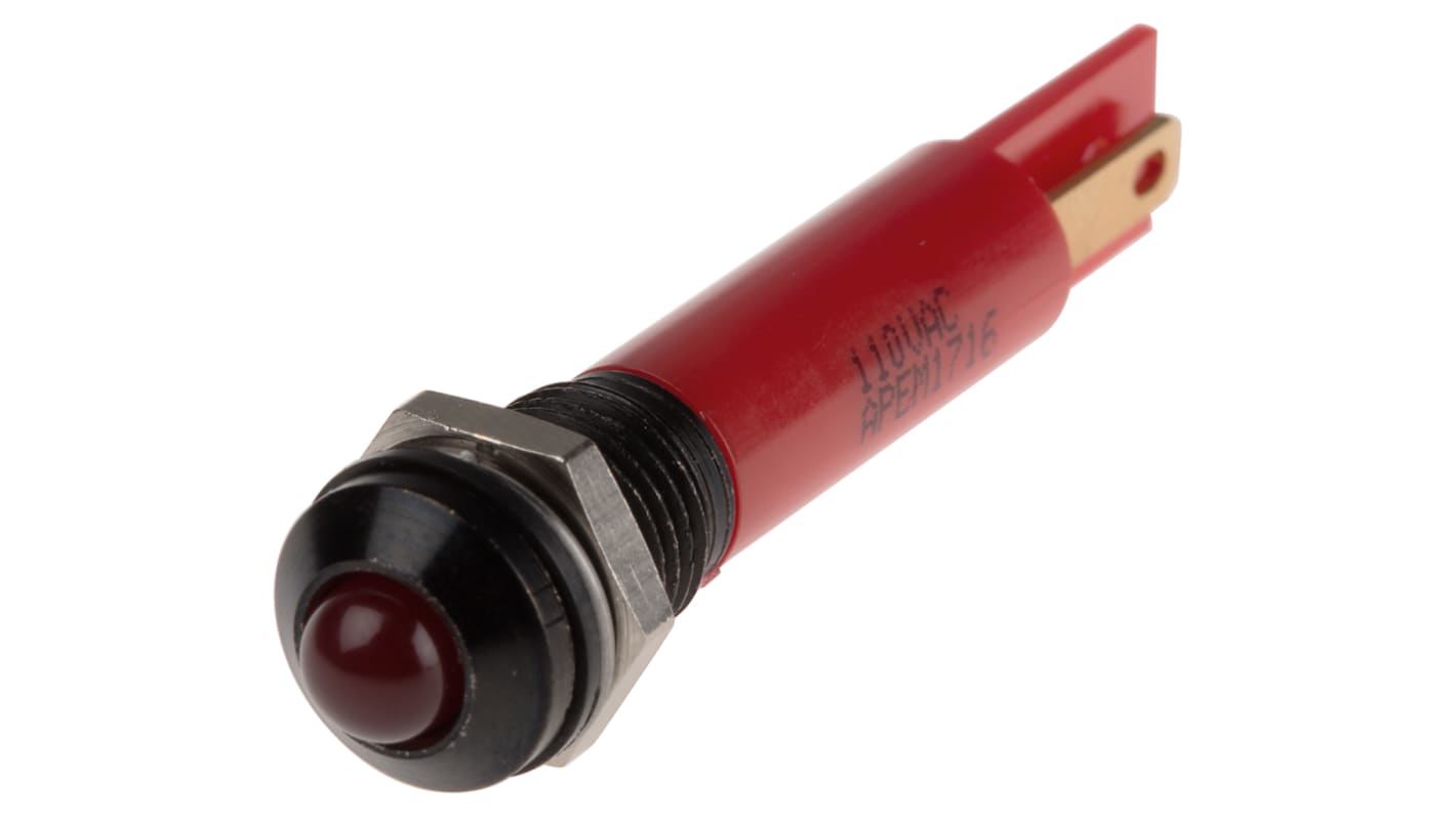 Indicatore da pannello RS PRO Rosso  a LED, 110V ca, IP67, Sporgente, foro da 8mm