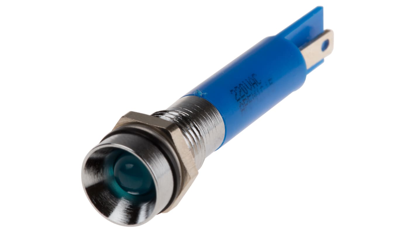 Voyant LED lumineux  Bleu RS PRO, dia. 8mm, 220V c.a., IP67