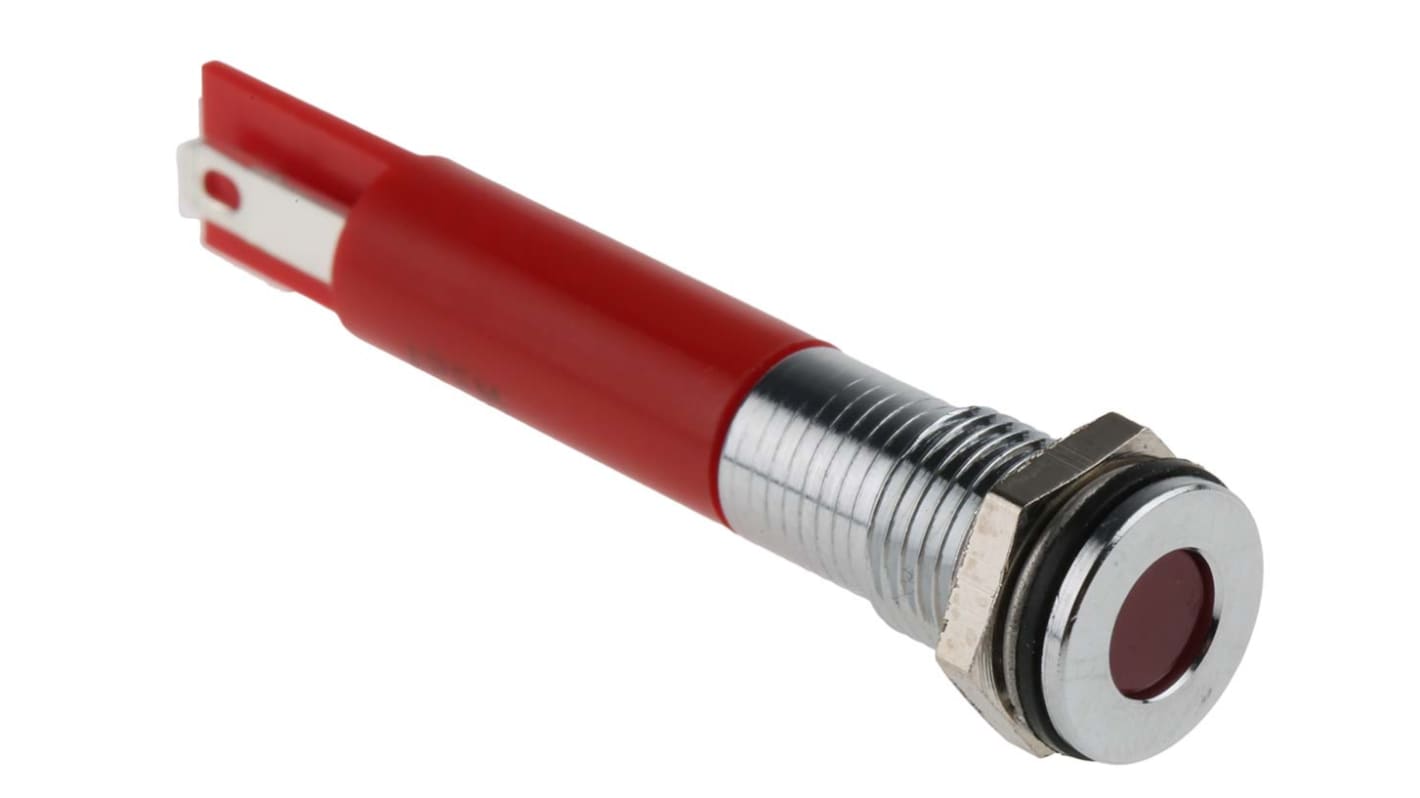 RS PRO Red Panel Mount Indicator, 220V ac, 8mm Mounting Hole Size, IP67