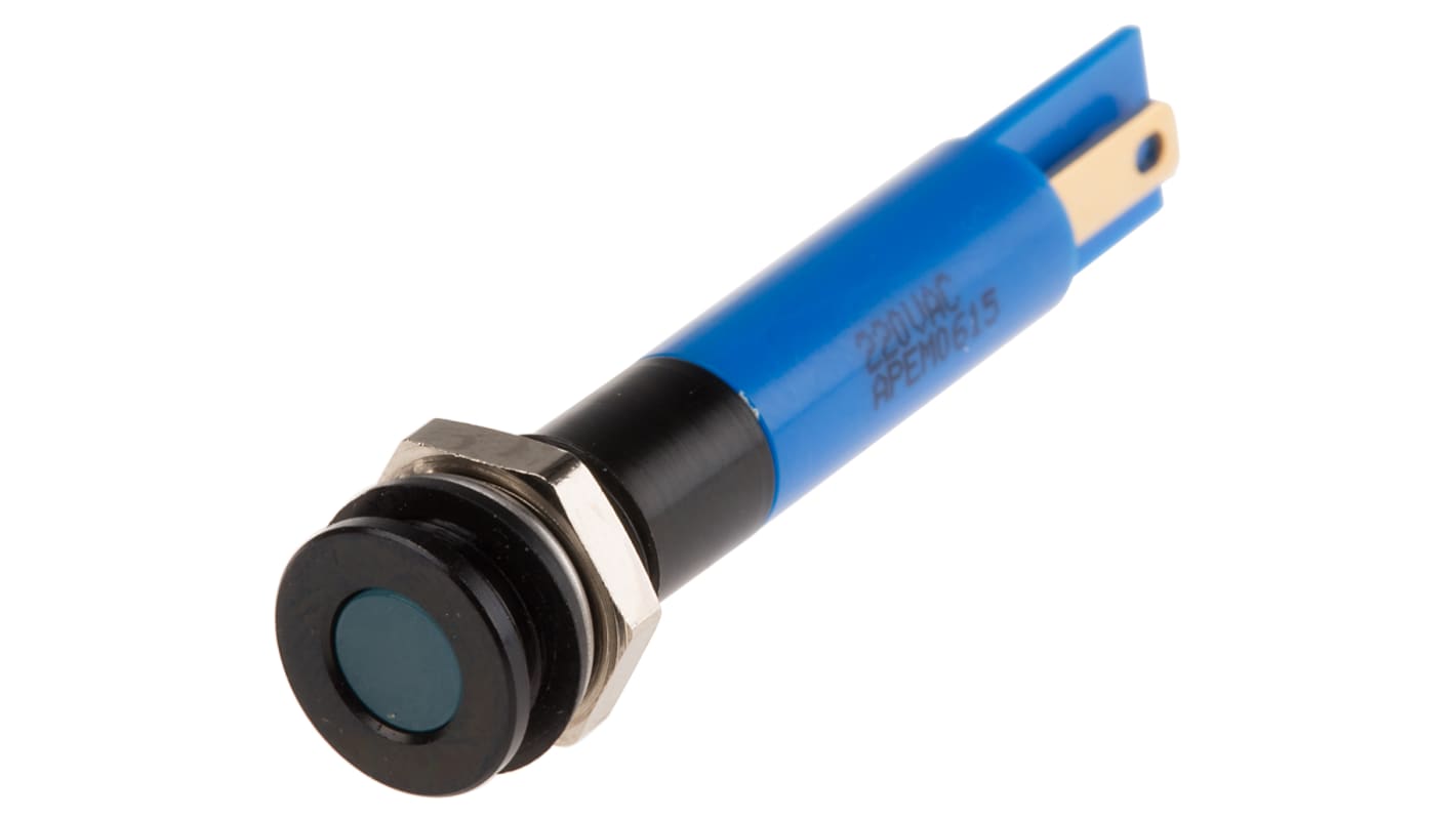 RS PRO Blue Indicator, 220V ac, 8mm Mounting Hole Size, IP67