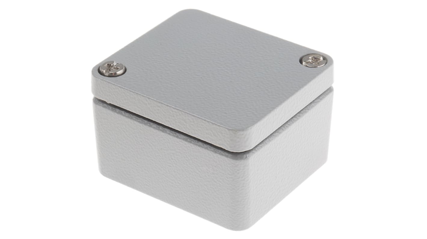 RS PRO Grey Die Cast Aluminium Enclosure, IP66, Grey Lid, 50 x 45 x 30mm