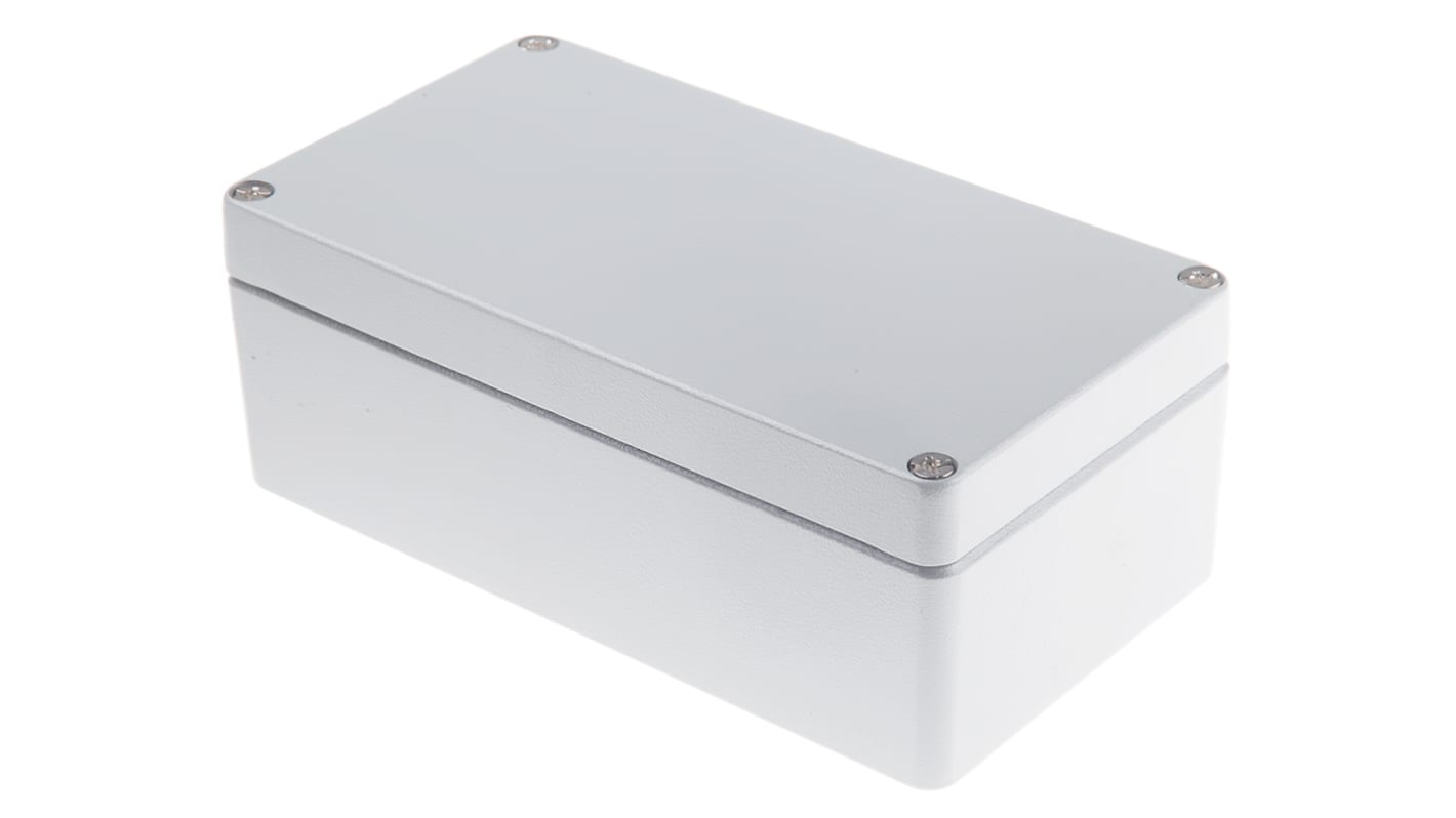RS PRO Grey Die Cast Aluminium Enclosure, IP66, Grey Lid, 220 x 120 x 81mm