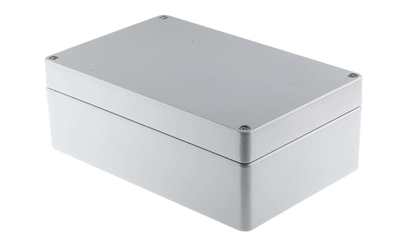 RS PRO Grey Die Cast Aluminium Enclosure, IP66, Grey Lid, 280 x 180 x 100mm