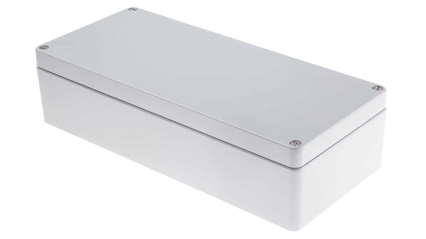 RS PRO Grey Die Cast Aluminium Enclosure, IP66, Grey Lid, 360 x 160 x 90mm