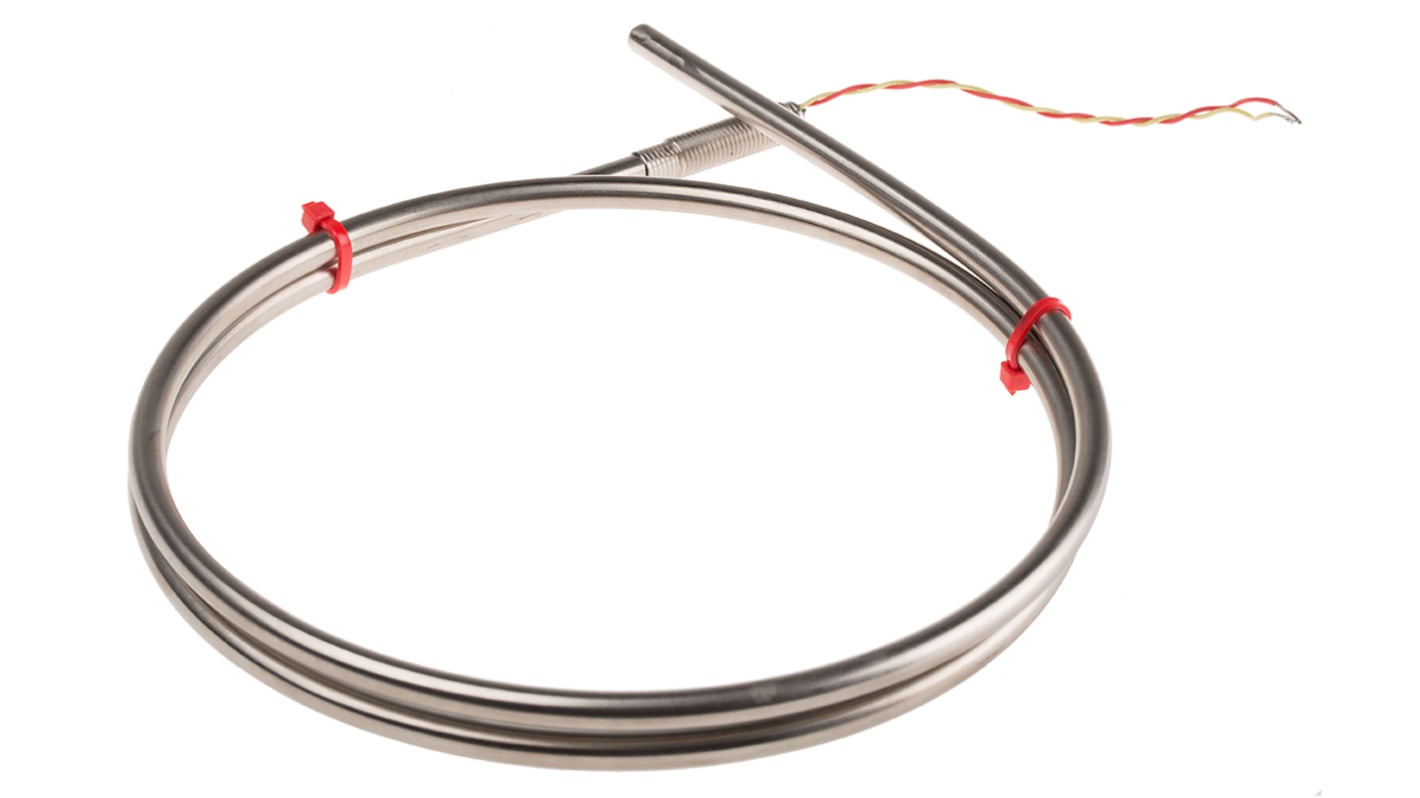 RS PRO K型矿物绝缘热电偶, 探头Φ6mm x 1m, 可测+1100°C, 线长100mm, 裸线尾线接端, 铬镍铁合金探头