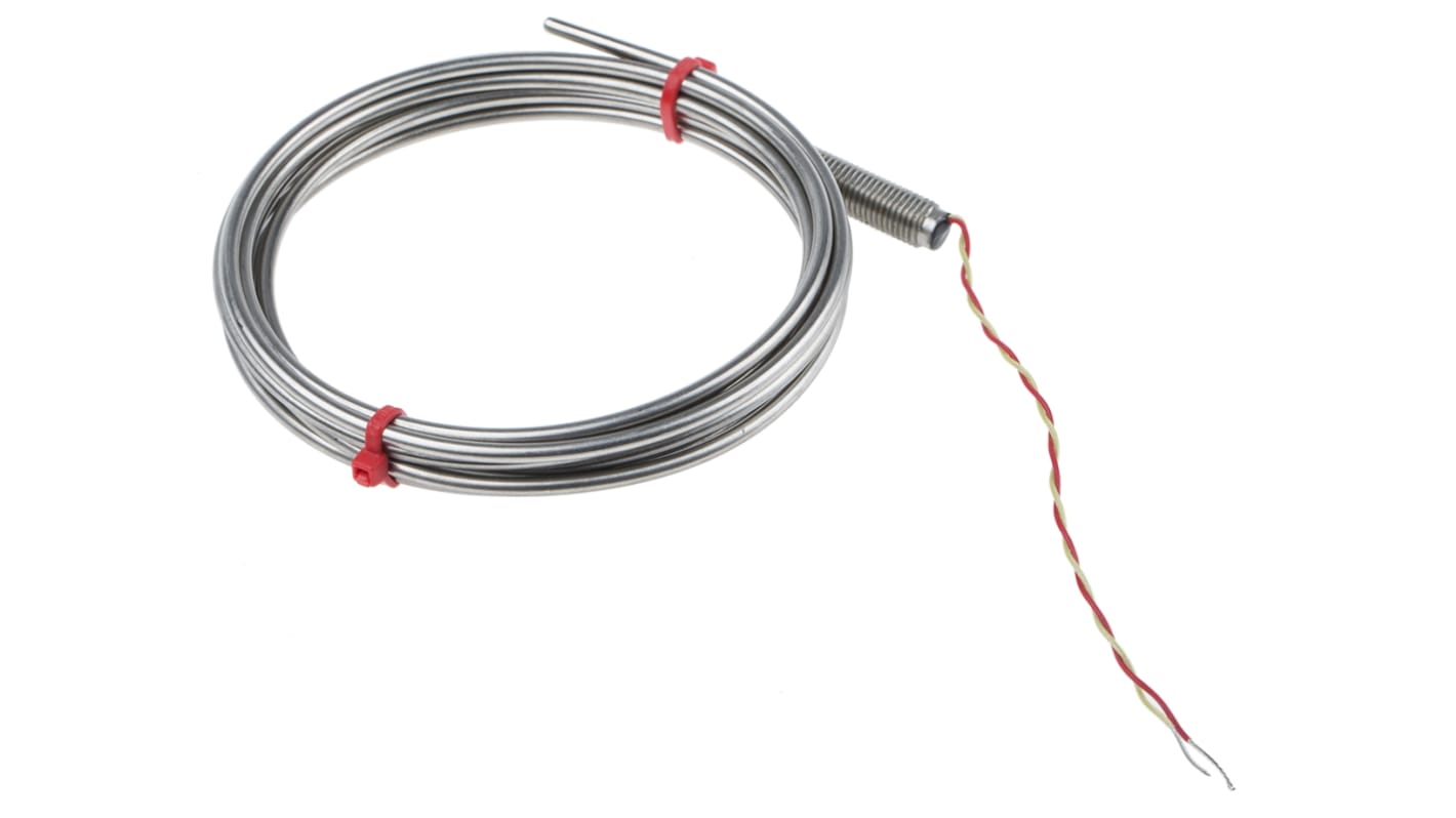 Termočlánek s minerální izolací 100mm kabel typ K Nerezová ocel 2m sonda na +1100°C ANSI, V souladu s RoHS RS PRO