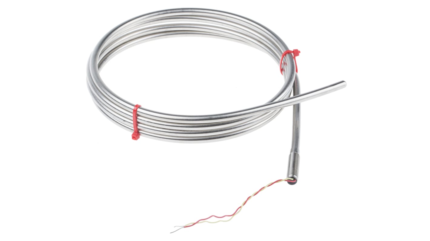 RS PRO Type K Mineral Insulated Thermocouple 2m Length, 6mm Diameter → +1100°C