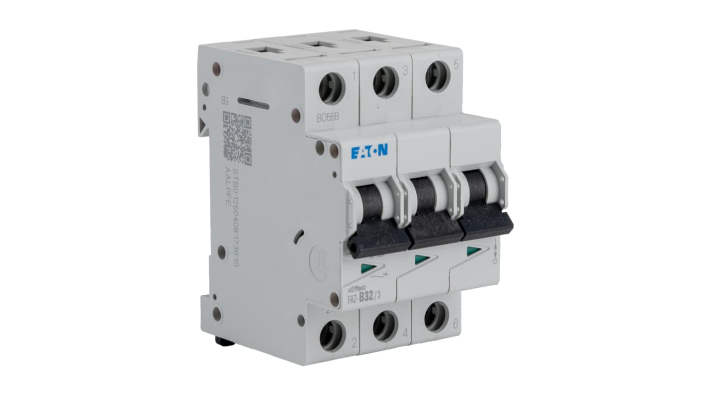 Eaton xEffect MCB, 3P, 32A Curve B, 240 → 415V AC, 10 kA Breaking Capacity