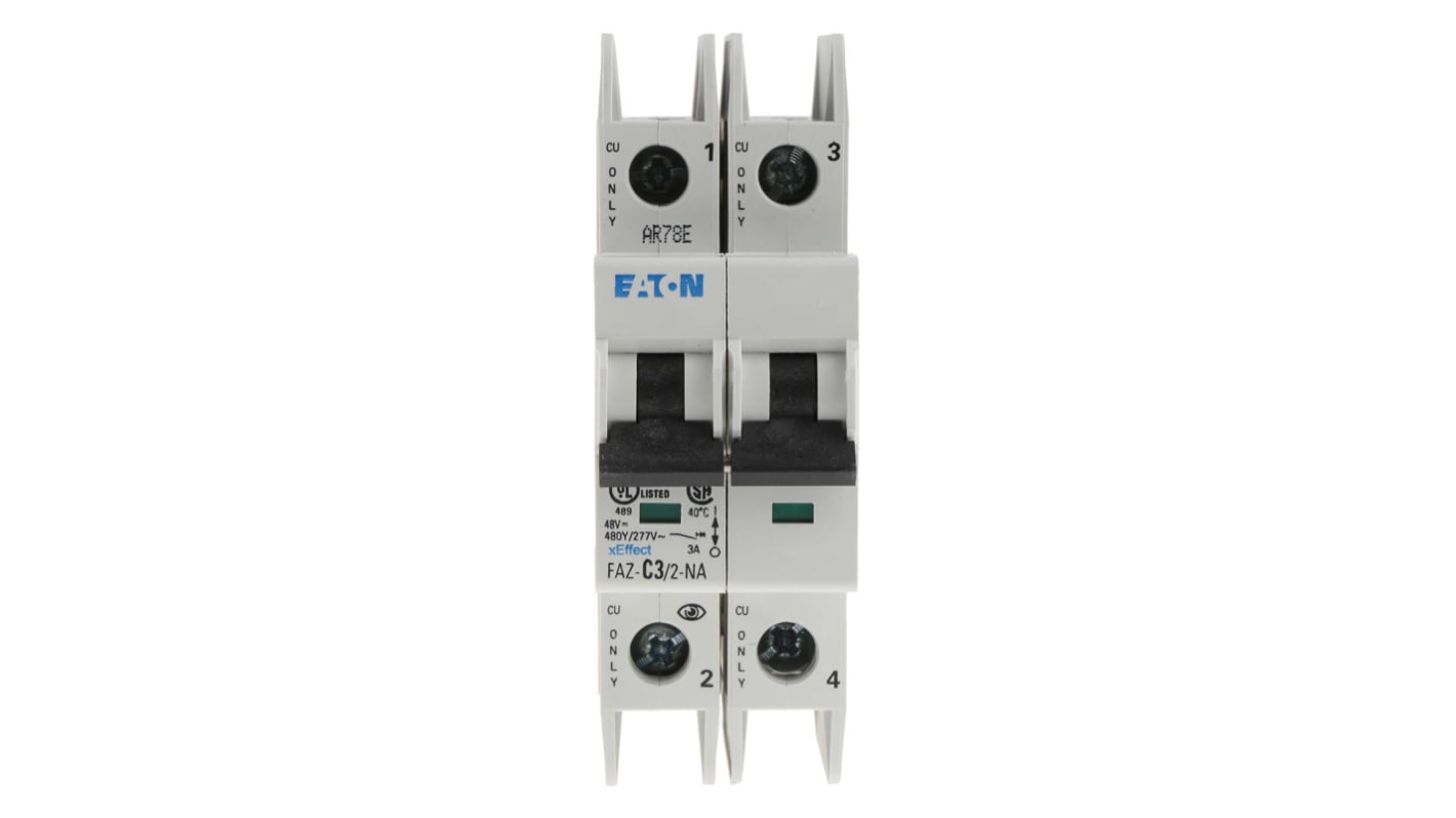 Interruttore magnetotermico Eaton, 2P 3A 10 kA, Tipo C