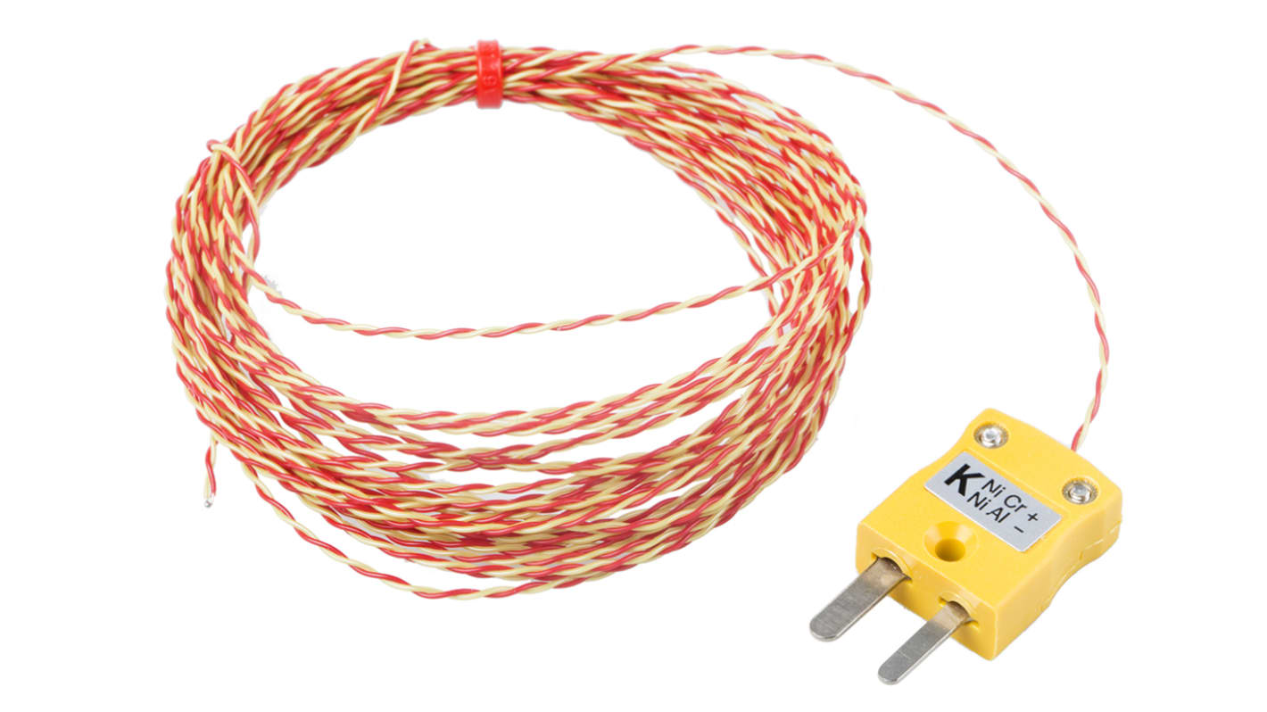 Termocoppia a giunzione esposta tipo K, Ø sonda 1/0.2mm, lungh. sonda 5m, +250°C