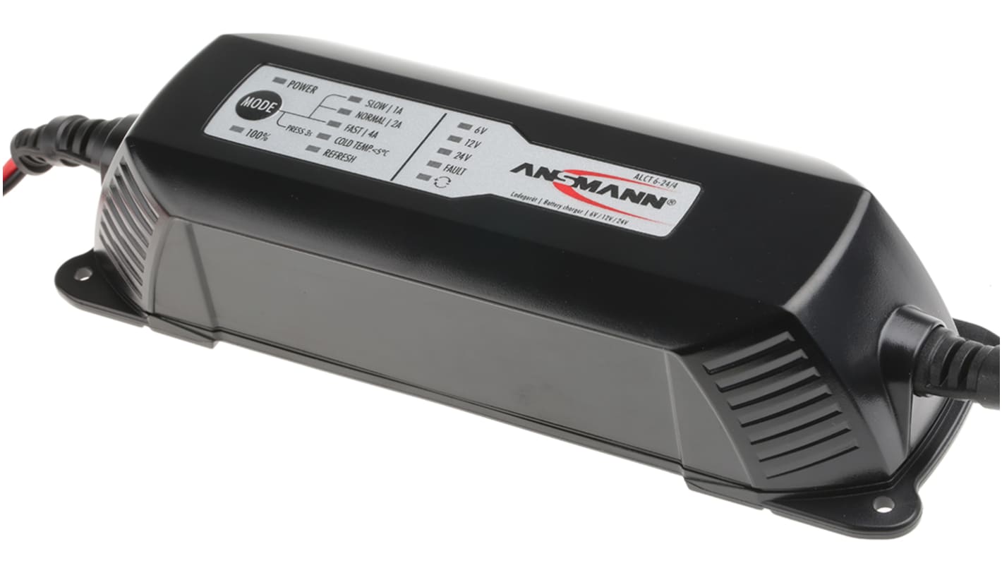 Ansmann ALCT 6-24/4 Battery Charger For Lead Acid 6V 1A with EU, UK plug