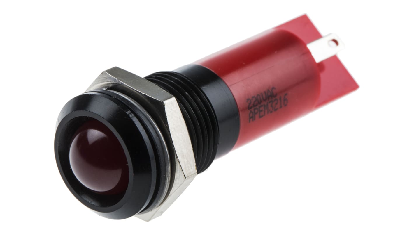 Indicatore da pannello RS PRO Rosso  a LED, 220V ca, IP67, Sporgente, foro da 14mm