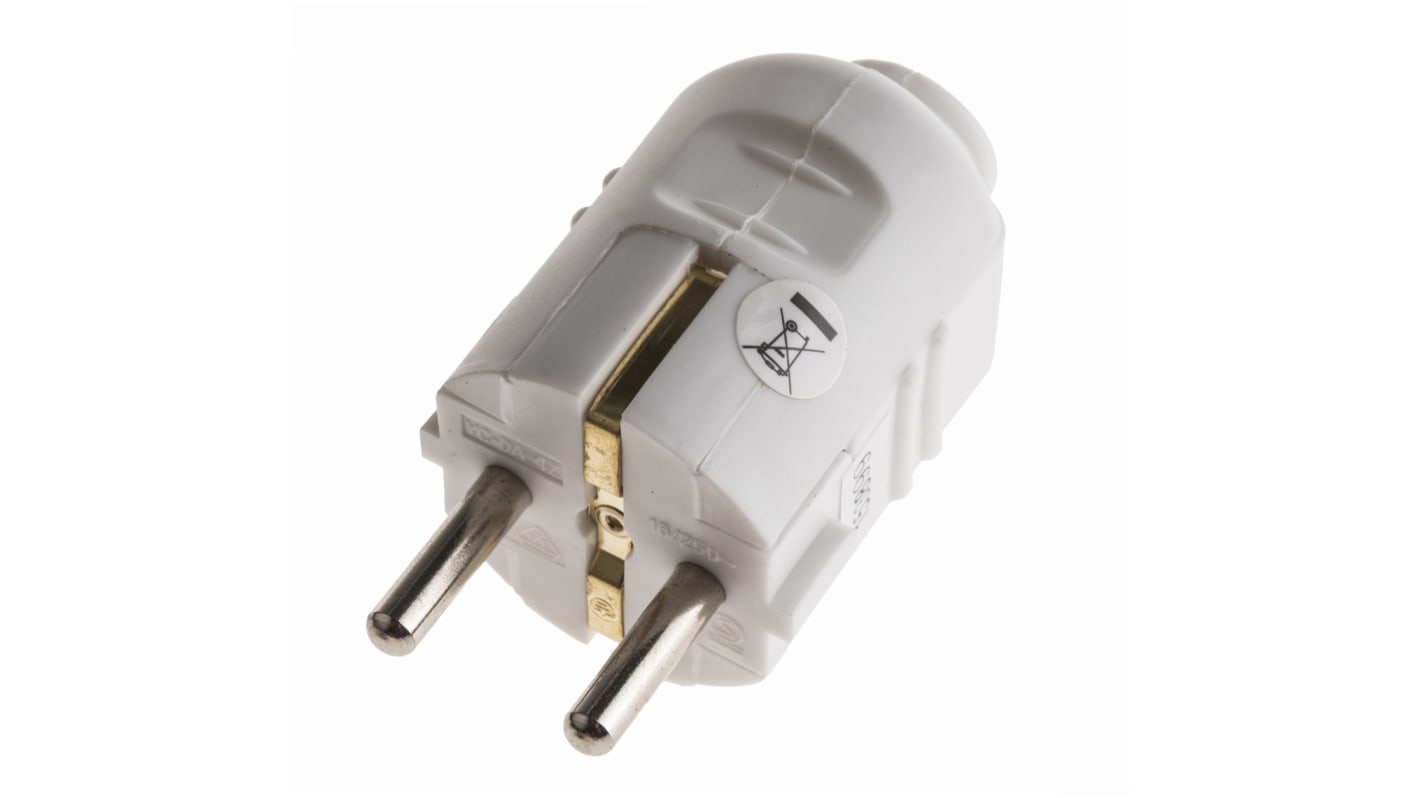 RS PRO German Mains Plug, 16A White Screw, 250 V