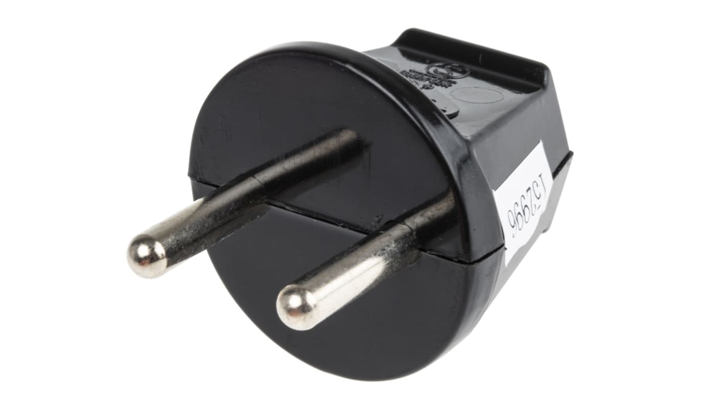 RS PRO German Mains Plug, 16A Black, Plug-In Mount Screw, 250 V