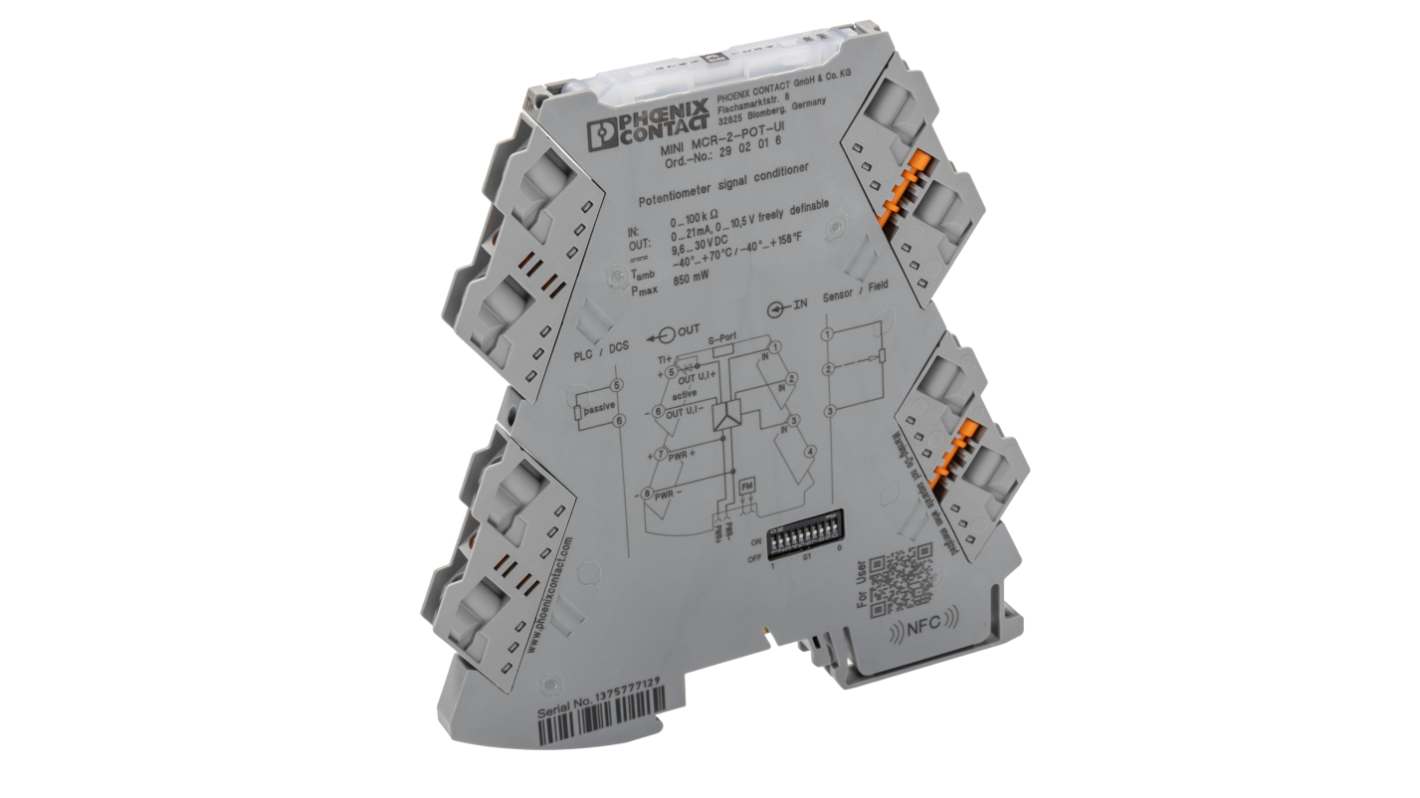 Phoenix Contact MINI MCR Konfigurierbarer Messwandler, Widerstandsgeber/Kippwinkelgeber 9.6 → 30V dc, Widerstand