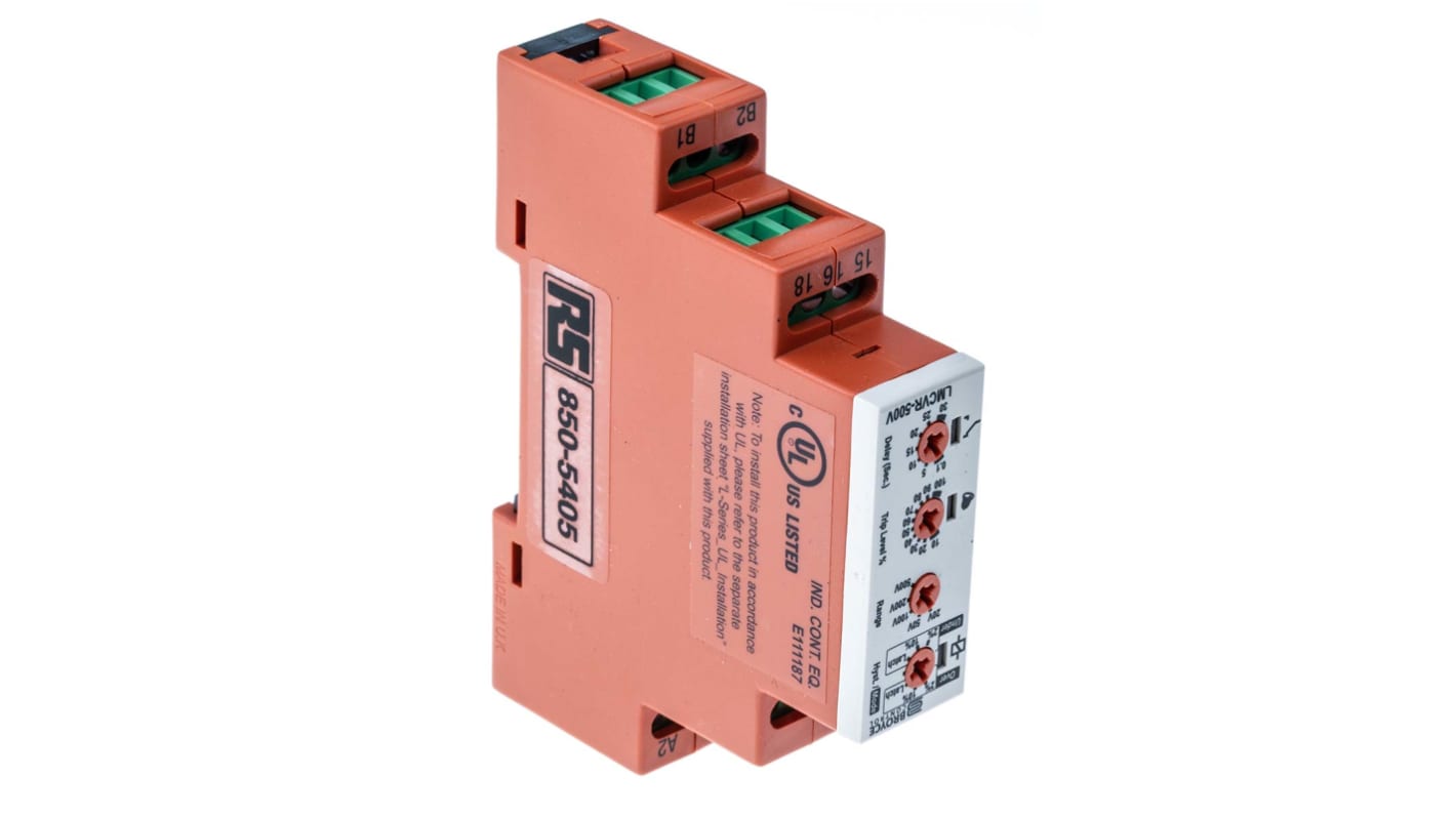 Broyce Control Voltage Monitoring Relay, SPDT, 2 → 500V ac/dc, DIN Rail