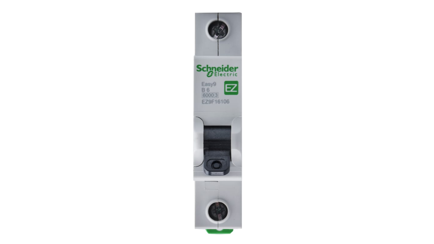 Schneider Electric Easy 9 EZ9 MCB, 1P, 6A Curve B, 230V AC, 6 kA Breaking Capacity