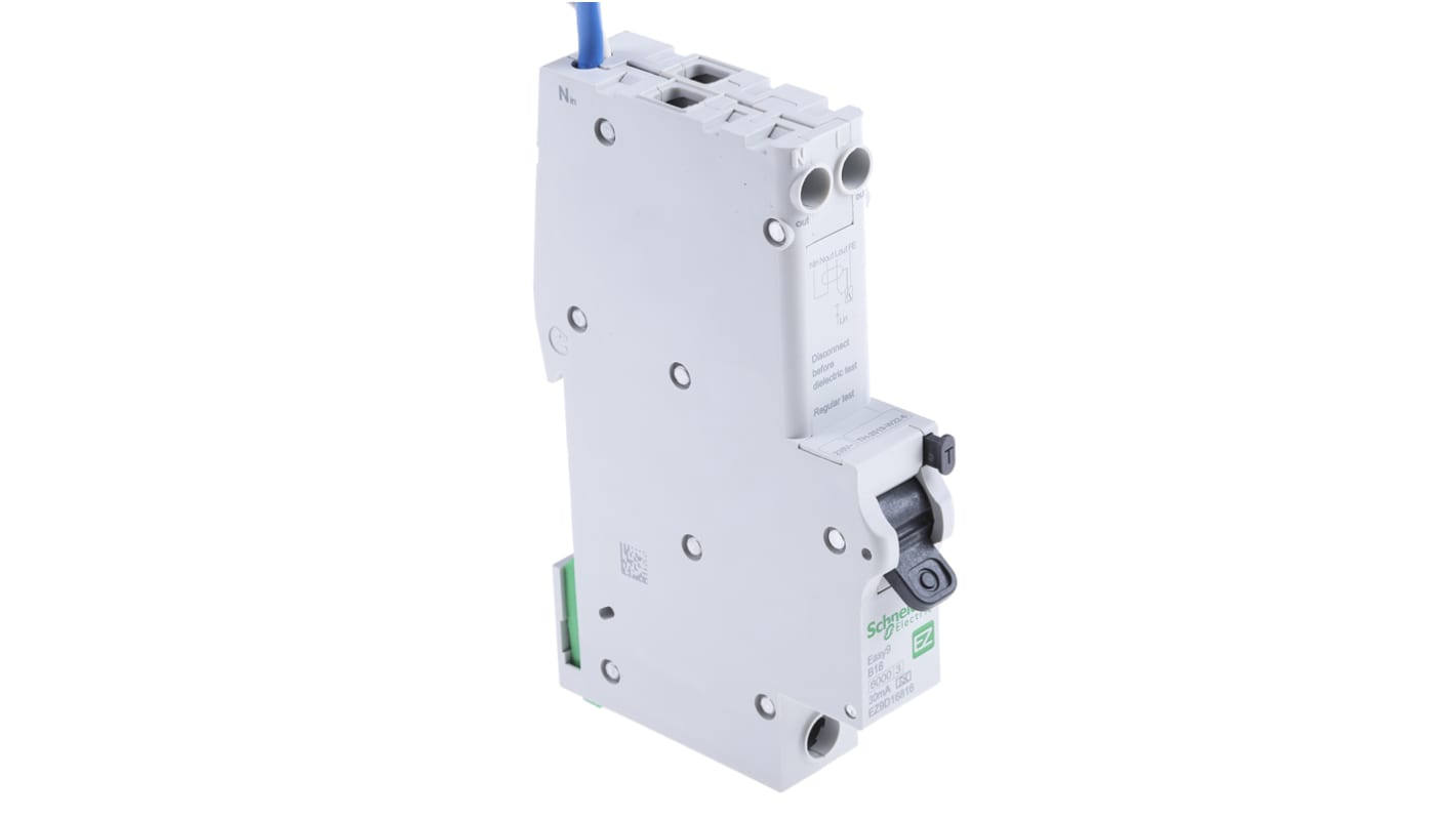 Schneider Electric 16A 1P+NP RCBO AB 型剩余电流动作断路器, 230V, EZ9系列