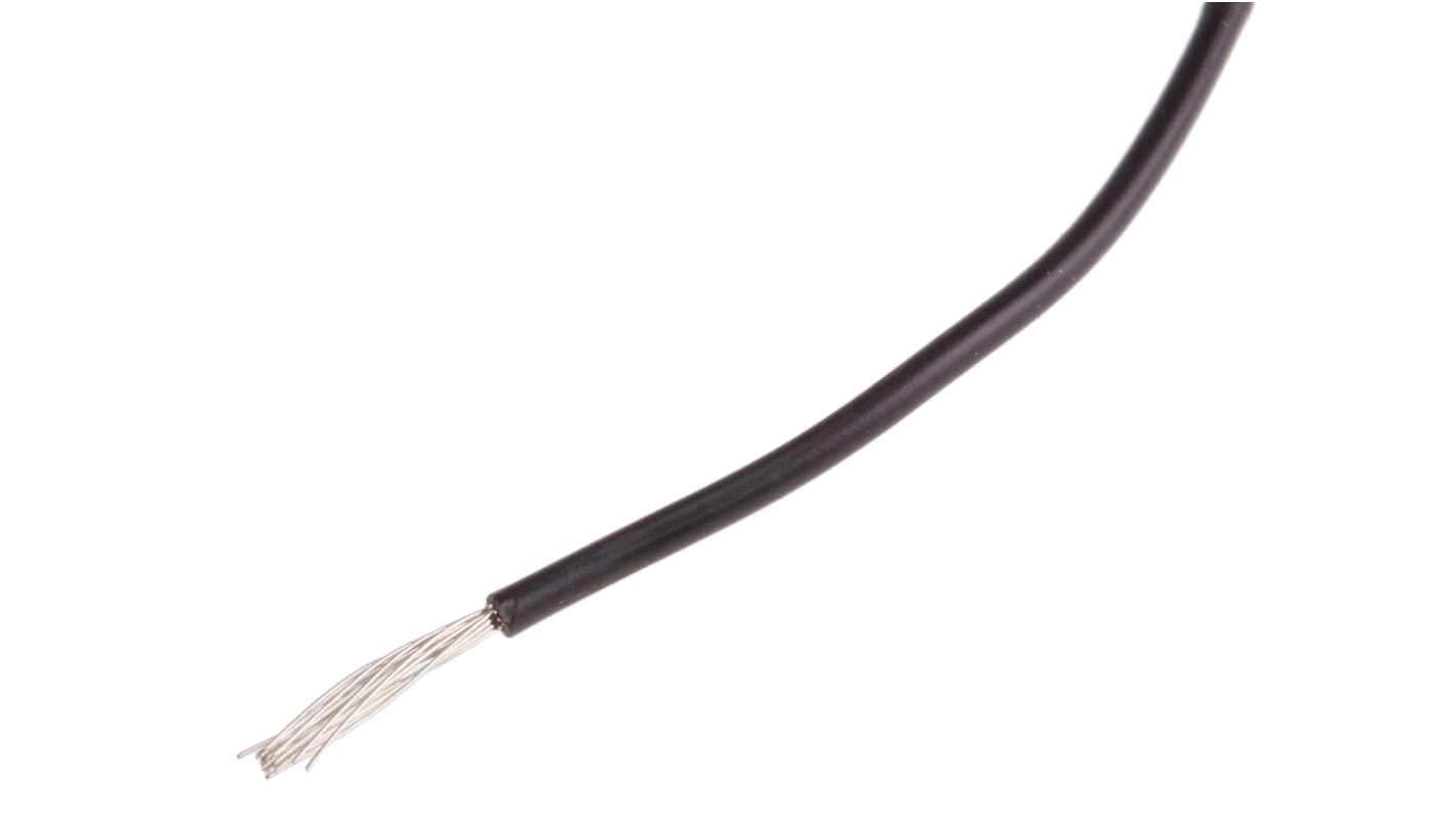 RS PRO Black 0.22mm² Hook Up Wire, 24 AWG, 7/0.2 mm, 250m, PVC Insulation