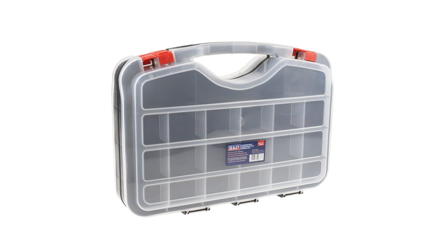 RS PRO 42 Cell Clear PP, Adjustable Compartment Box, 95mm x 420mm x 300mm