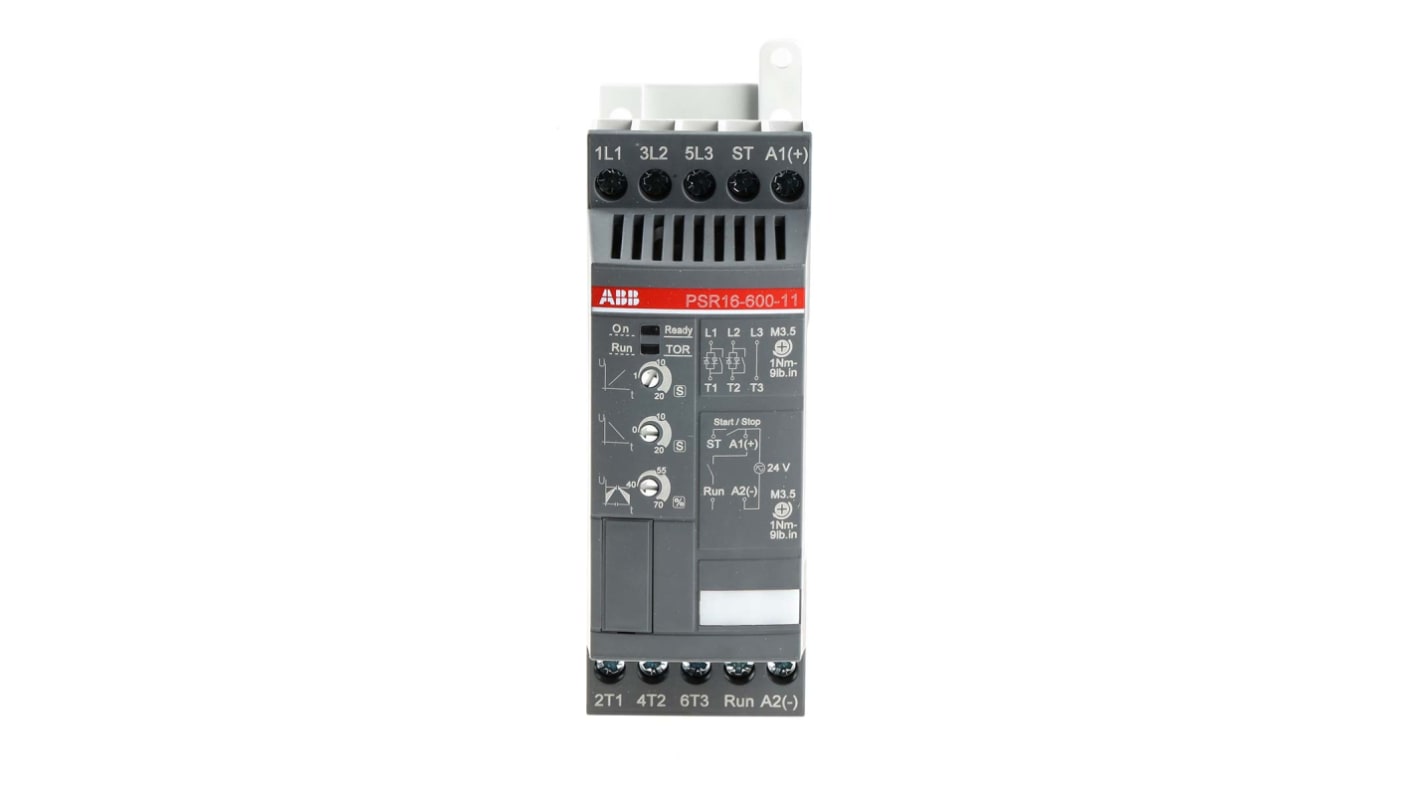 Arrancador suave ABB PSR, 16 A, 208 → 600 V ac, 7,5 kW, trifásico, IP20