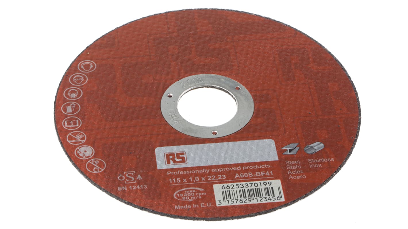 RS PRO Aluminium Oxide Cutting Disc, 115mm x 1mm Thick, Medium Grade, P60 Grit, RS PRO