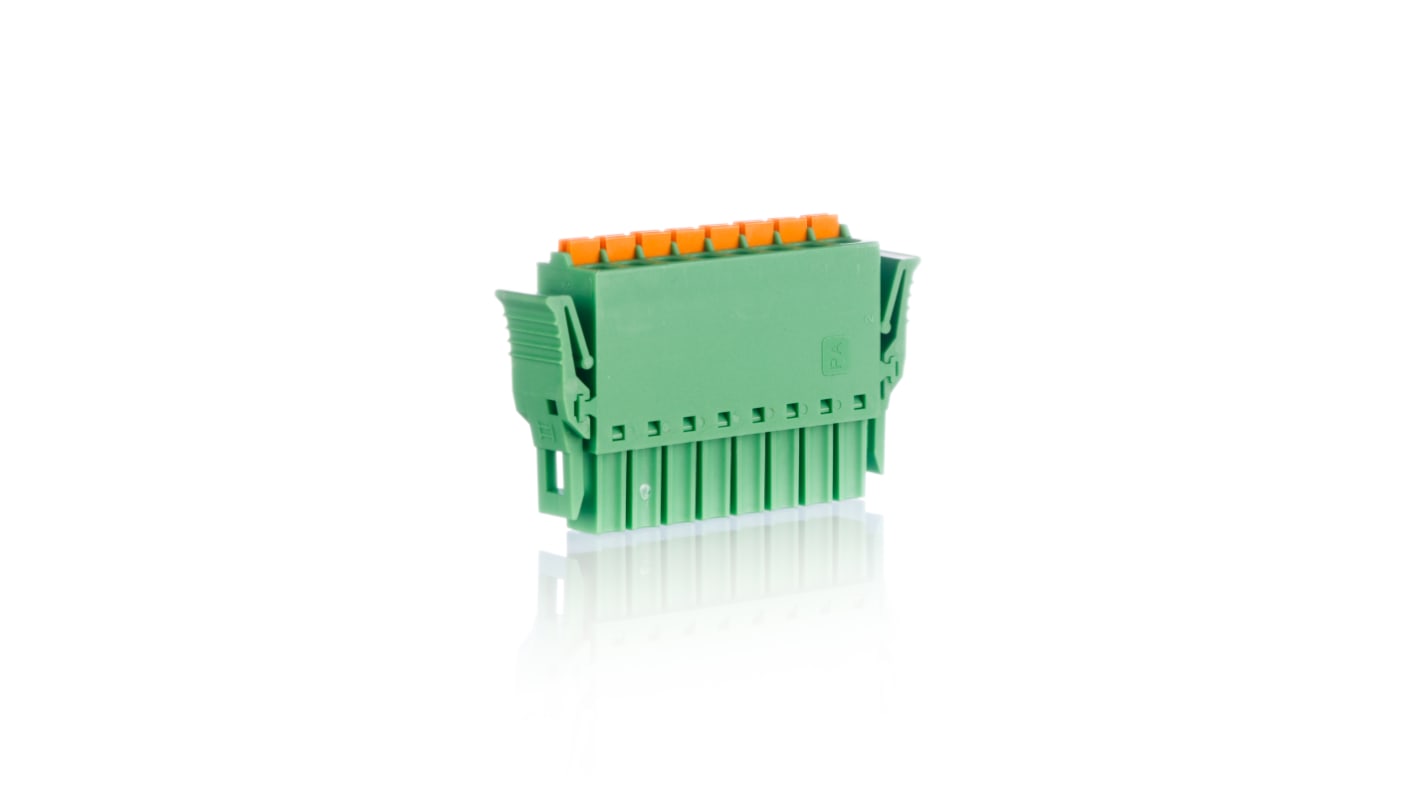 Phoenix Contact 3.5mm Pitch 8 Way Pluggable Terminal Block, Plug, Cable Mount, Spring Cage Termination