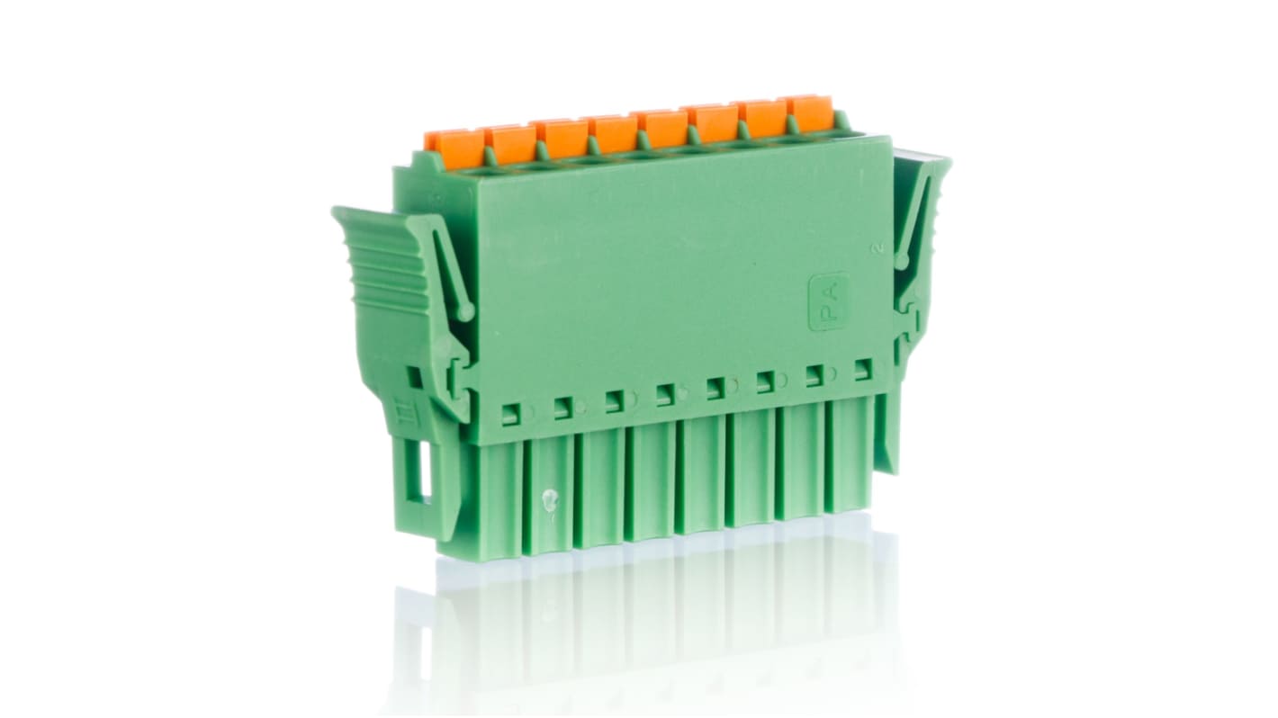 Phoenix Contact 3.5mm Pitch 8 Way Pluggable Terminal Block, Plug, Cable Mount, Spring Cage Termination