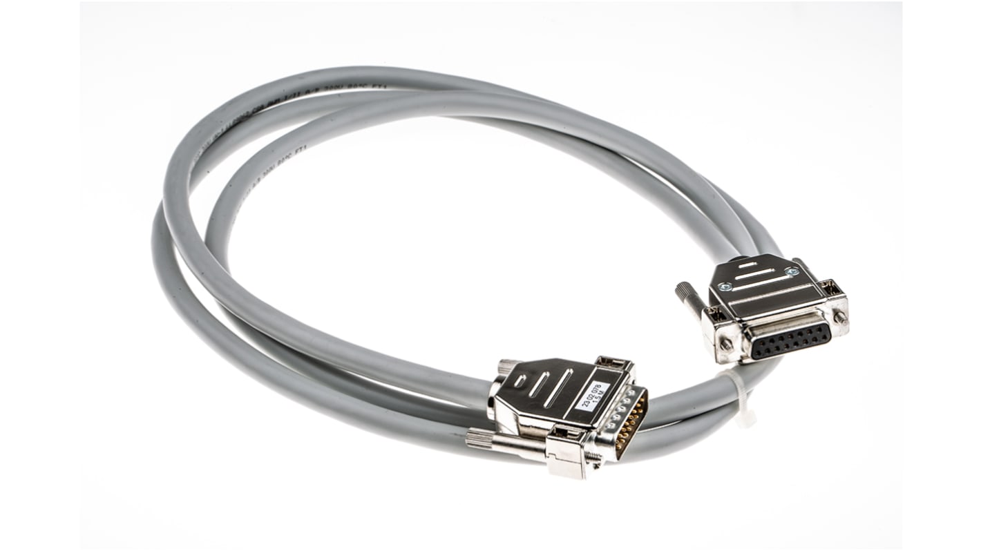Phoenix Contact Male 15 Pin D-sub to Female 15 Pin D-sub Serial Cable, 1.5m PVC, D15SUB/B/S/150/KONFEK/S Series