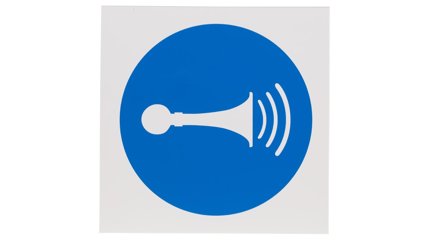 RS PRO Plastic Mandatory Sound Horn Sign With Pictogram Only Text