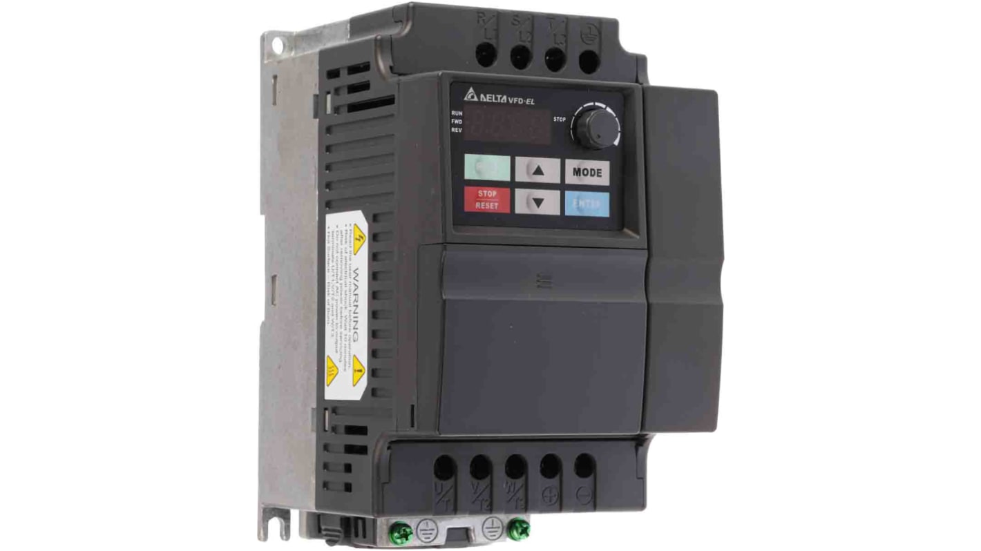 Delta Electronics Inverter Drive, 2.2 kW, 3 Phase, 400 V ac, 7.1 A, VFD-EL Series